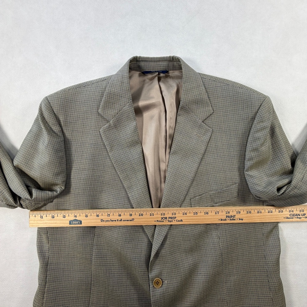 Brooks Brothers Mens 46R Blazer Made in Italy Worsted Wool Check Tan Sport Coat - Picture 7 of 16